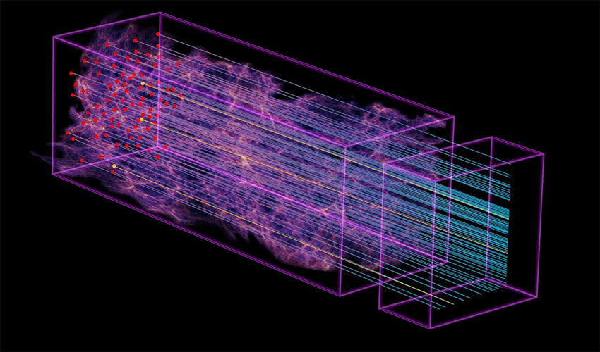 Une illustration de la technique utilise par SDSS-III pour mesurer l'expansion de l'Univers distant